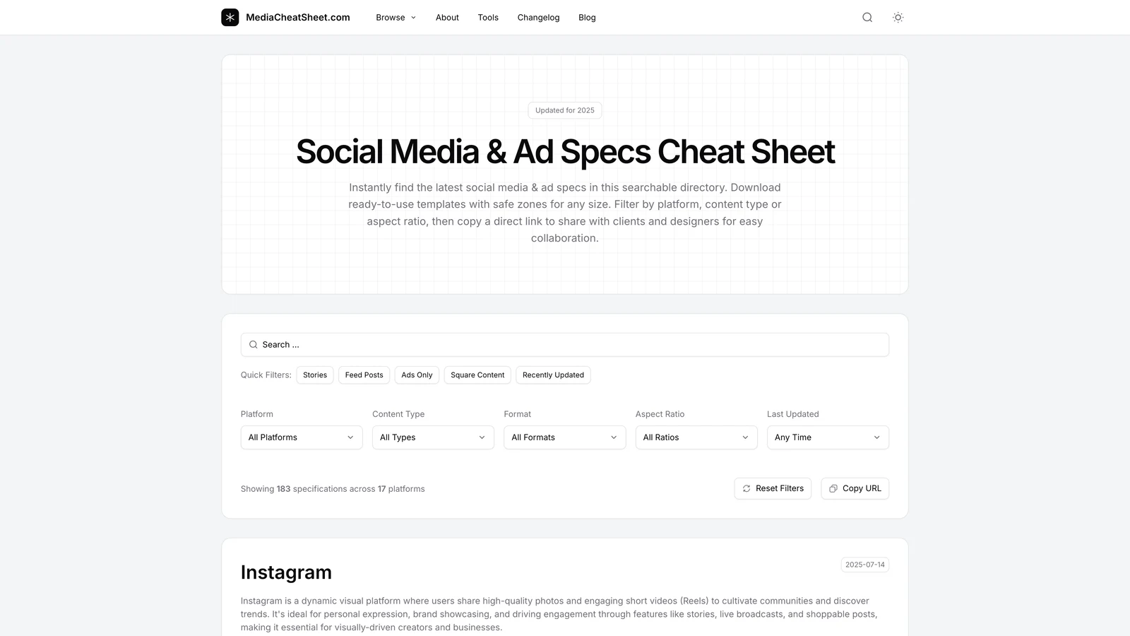 Media Cheat Sheet