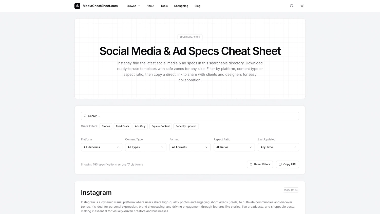 Media Cheat Sheet
